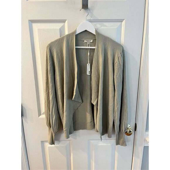 Essentials Milano Sage Green Waterfall Poet Sleeve Cardigan Sweater sz M NWT - Picture 1 of 8